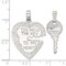 Sterling Silver Heart and Key Charm Love Pendant Jewerly 30mm x 22mm